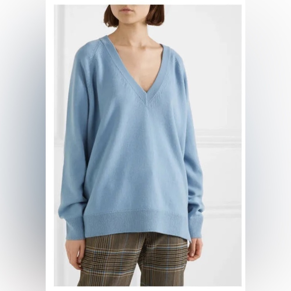 Givenchy Paris Light Blue Wool and Cashmere Sweater With Side Zipper Sz-XS